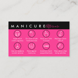 Carte De Visite conseils de soins après une manucure Rose Néon