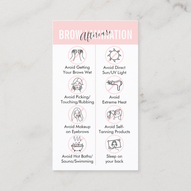 Carte De Visite Conseils de soins postérieurs à la contamination (Dos)