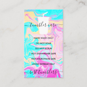 Carte De Visite Conseils d'entretien Tumbler Turquoise rose ombré