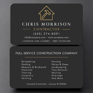 Carte De Visite Constructeur Construction Or Noir
