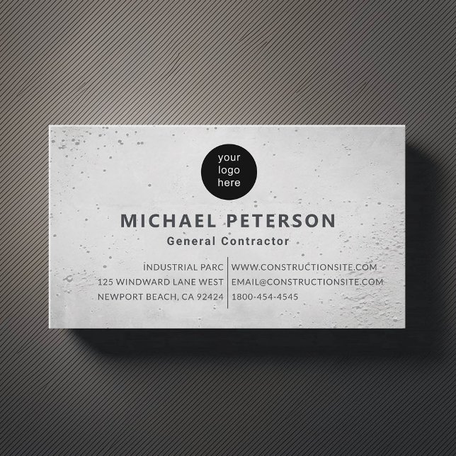 Carte De Visite Constructeur de construction Cement Logo moderne (construction company builder remodeling logo business card concrete simple minimalist modern)