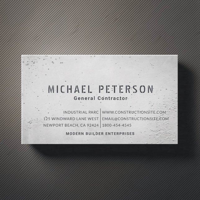Carte De Visite Constructeur de construction Cement Mélange modern (construction company builder remodeling business card concrete cement simple minimalist modern)