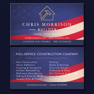 Carte De Visite Constructeur Patriotique Construction Moderne