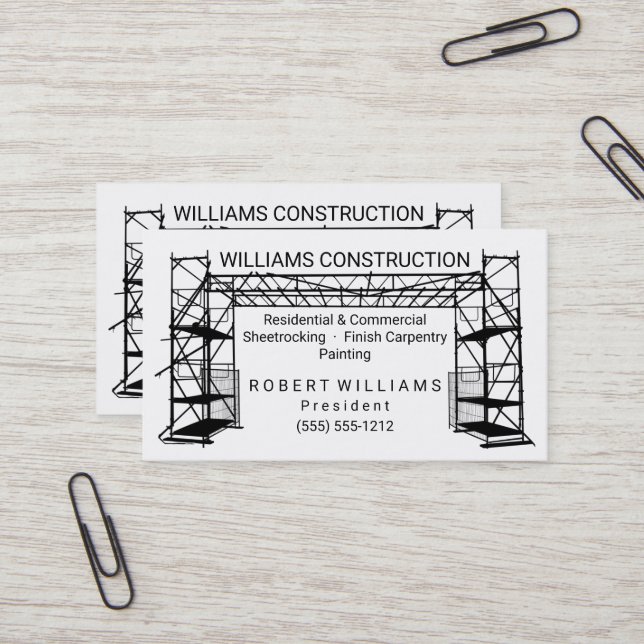 Carte De Visite Construction blanche de la peinture | du noir | (Devant/Arrière en situation)