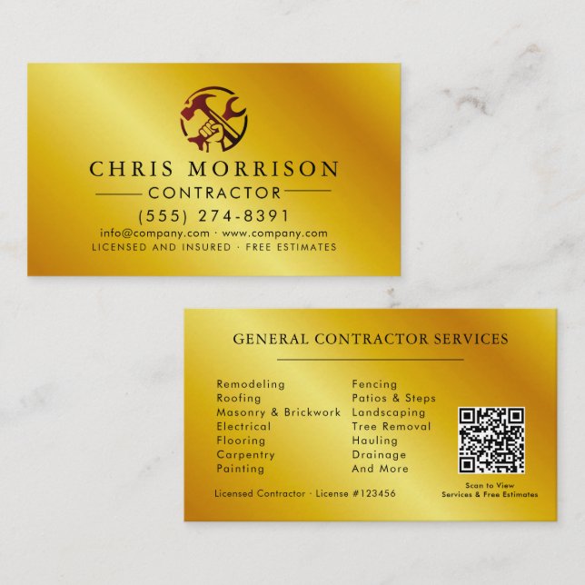 Carte De Visite Construction Business Marketing Logo (Devant / Derrière)
