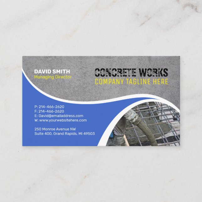 Carte De Visite Construction Company - Couleurs modifiables (Devant)