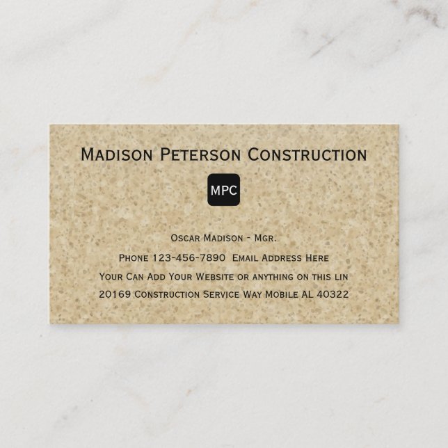 Carte De Visite Construction conçue moderne Businesscards (Devant)