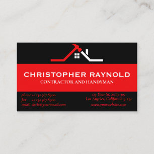 Carte De Visite Construction de maison sur mesure noire et rouge