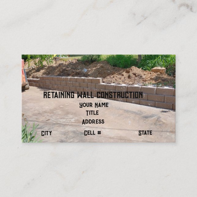 Carte De Visite Construction de mur de soutènement  (Devant)
