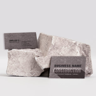 Carte De Visite Construction de texte de roche en béton rustique m