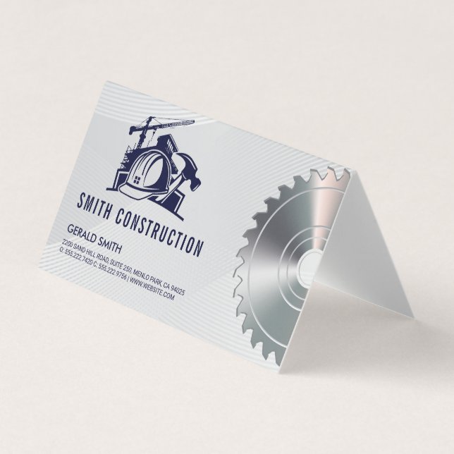 Carte De Visite Construction du casque du constructeur | Scie | En (Devant)