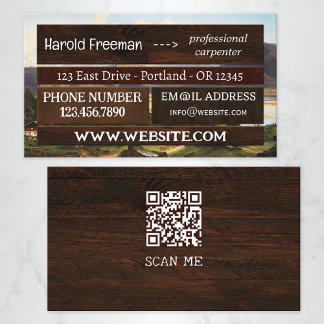 Carte De Visite Construction en bois accrocheur QR 