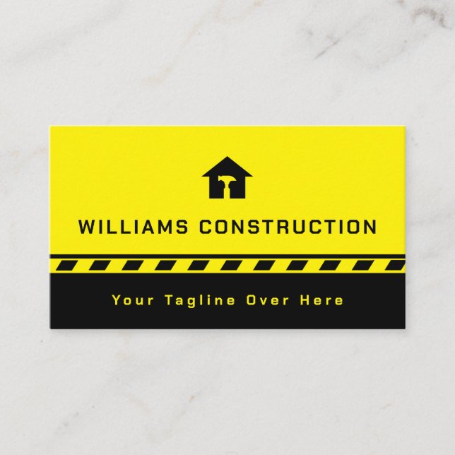Carte De Visite Construction et réparation inspirée noir jaune (Devant)