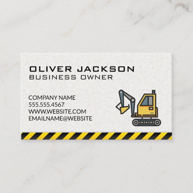 Carte De Visite Construction | Excavateur (Devant)