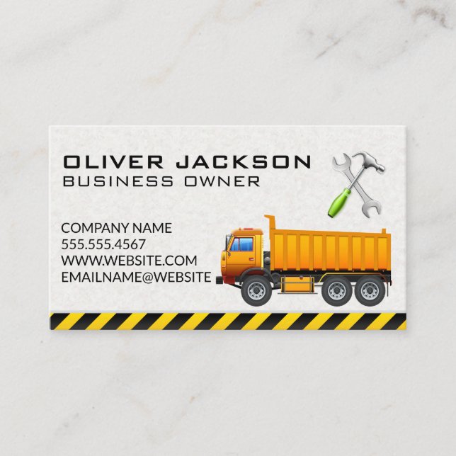 Carte De Visite Construction | Excavateur | Camion professionnel (Devant)