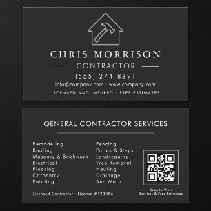Carte de visite Construction générale Noir Argent