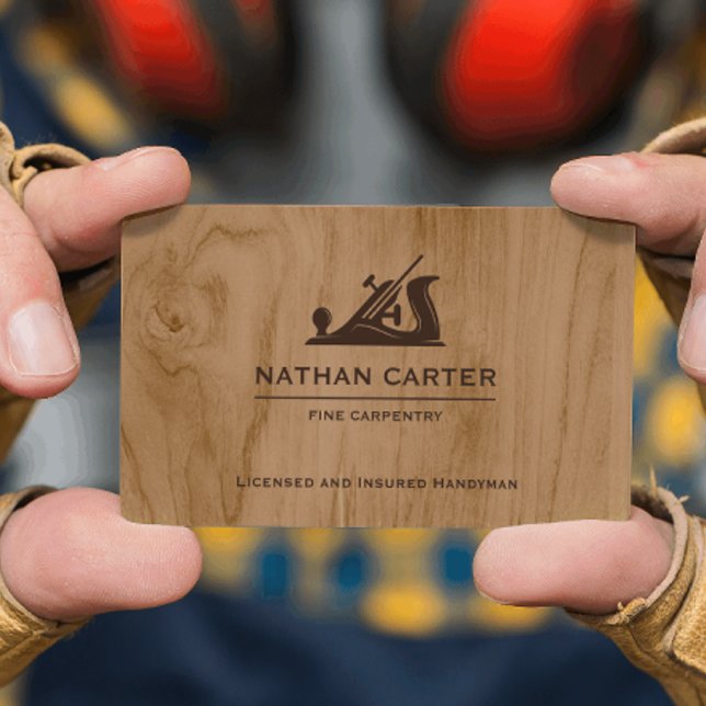 Carte De Visite Construction Handman Carpenter Jack Plane Bois (Créateur téléchargé)