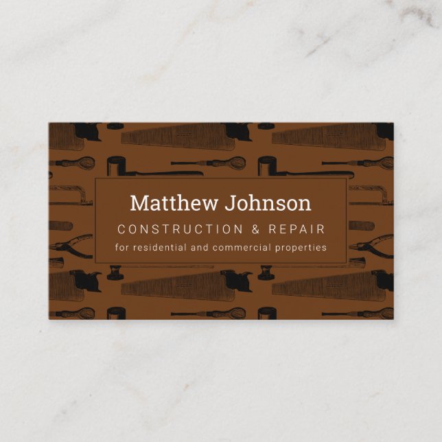 Carte De Visite Construction Handyman Professionnel Brown (Devant)