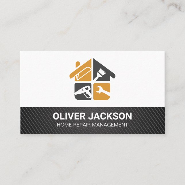 Carte De Visite Construction Home Repairman Icons | Builders (Devant)