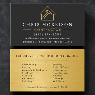Carte De Visite Construction industrielle de bâtiments en noir et