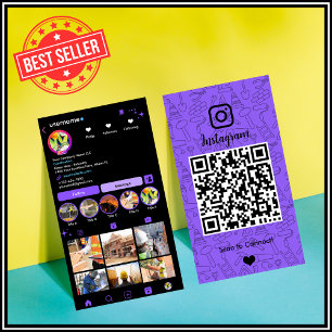 Carte de visite Construction Instagram Violet   QR