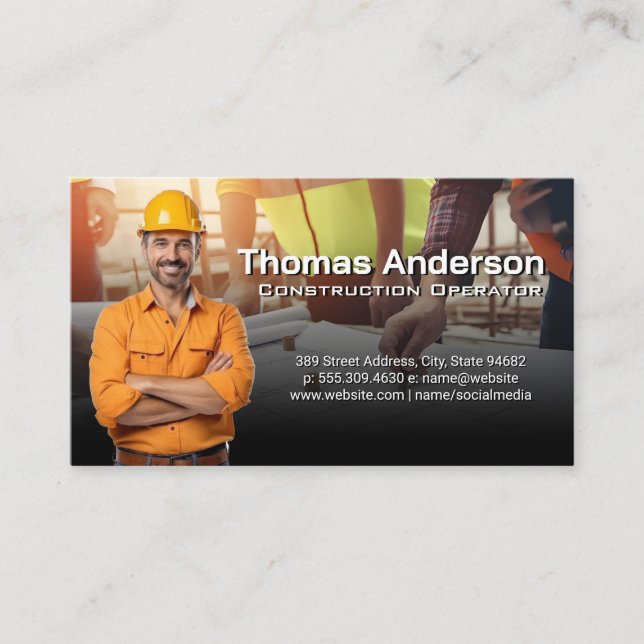 Carte De Visite Construction | Les ingénieurs à la recherche de pl (Devant)