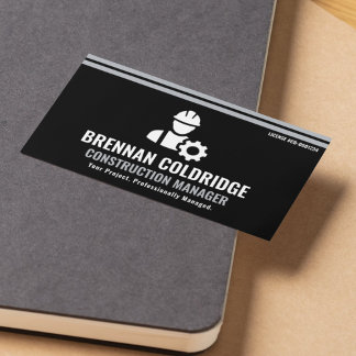 Carte De Visite Construction Manager Modern Black & Silver