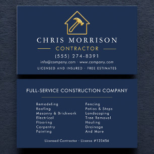 Carte De Visite Construction métallique bleu marine et or