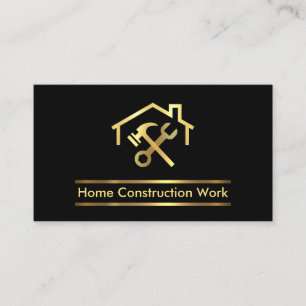 Carte De Visite Construction minimaliste de lignes de placard or