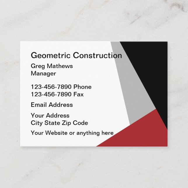 Carte De Visite Construction moderne (Devant)