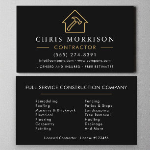 Carte De Visite Construction moderne en or noir