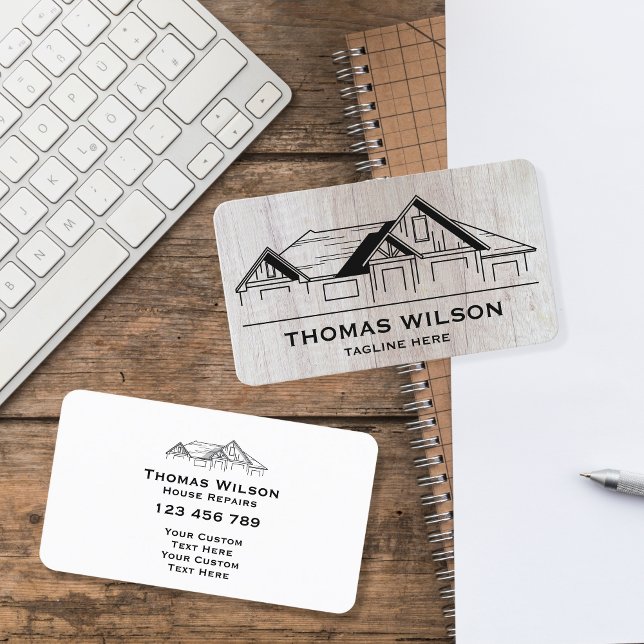 Carte De Visite Construction moderne Handman Carpenter Outils Bois (Créateur téléchargé)