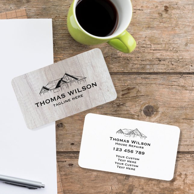 Carte De Visite Construction moderne Handman Carpenter Outils Bois (Créateur téléchargé)