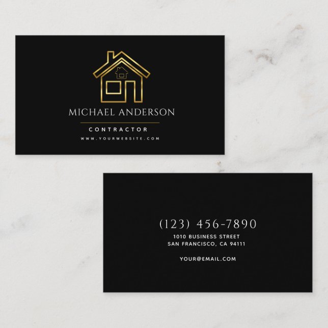 Carte De Visite Construction moderne Handman Carpenter Outils Bois (Devant / Derrière)