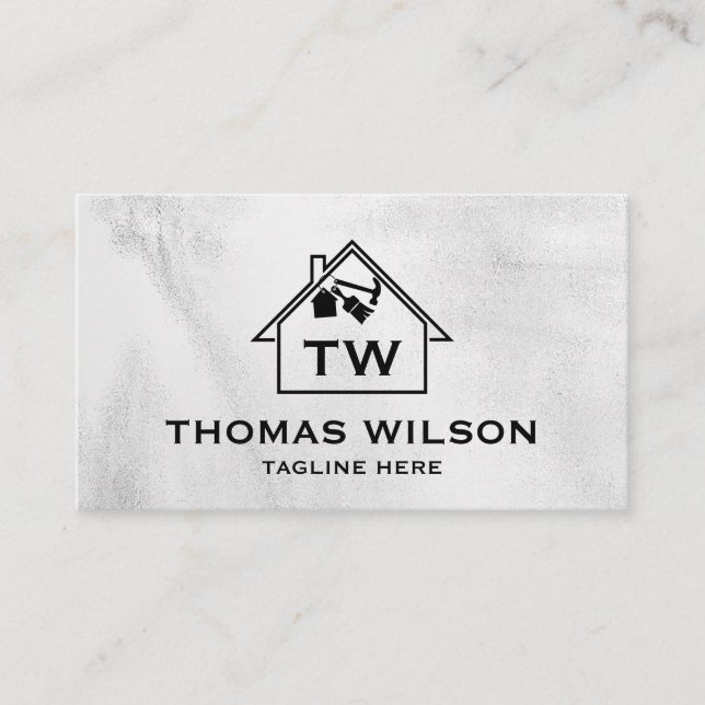 Carte De Visite Construction moderne Handyman Carpenter Outils Bus (Devant)