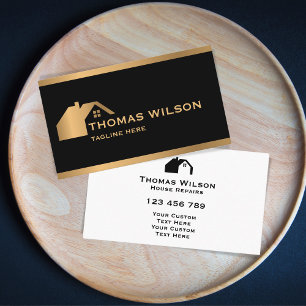 Carte De Visite Construction moderne Handyman Carpenter Roof Or