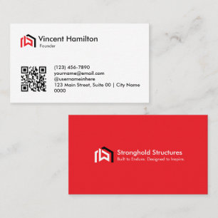 Carte De Visite Construction Moderne Rouge Gras Professionnel