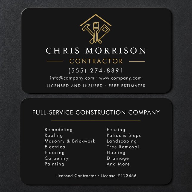 Carte De Visite Construction Noir & Or  (Créateur téléchargé)