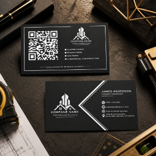 Carte De Visite Construction Or Moderne Noir Et Or 