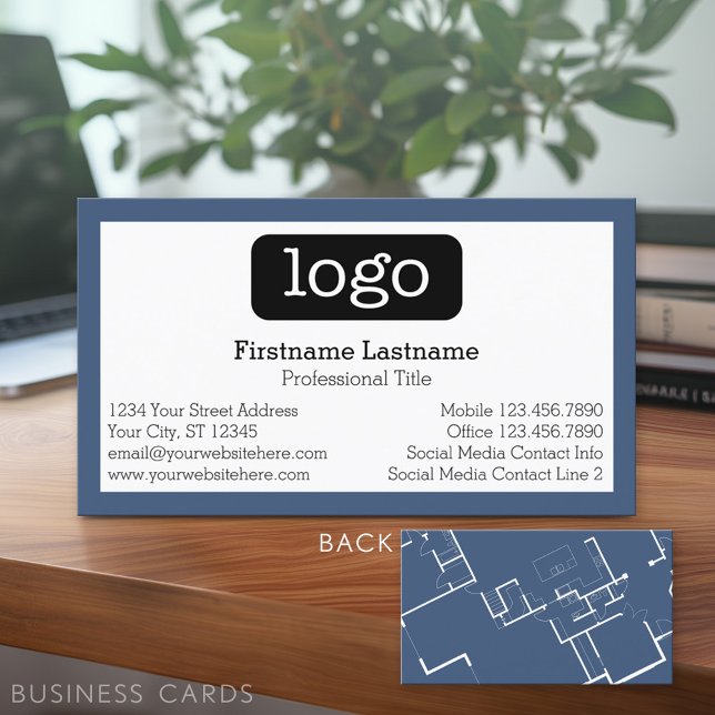 Carte De Visite Construction ou architecte - Plan directeur et log (Custom Business Card - Online Template Plus Low Quantity Printing)