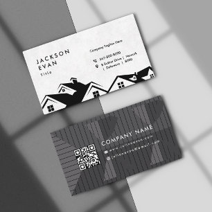 Carte De Visite Construction Professionnelle de Toitures Noir & Bl