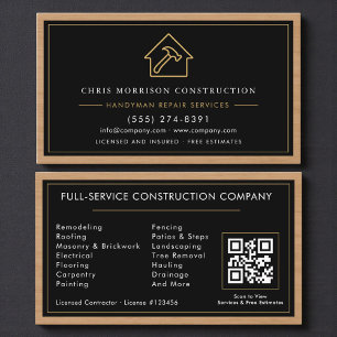 Carte De Visite Construction & QR Code Bois pour homme à tout fair