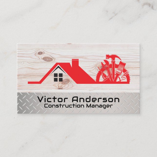 Carte De Visite Construction Repair Tools Logo | Home Renovation (Devant)