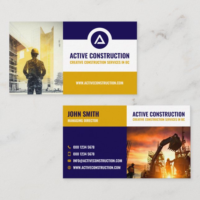 Carte De Visite Construction Services, Contractor, Builder  (Devant / Derrière)