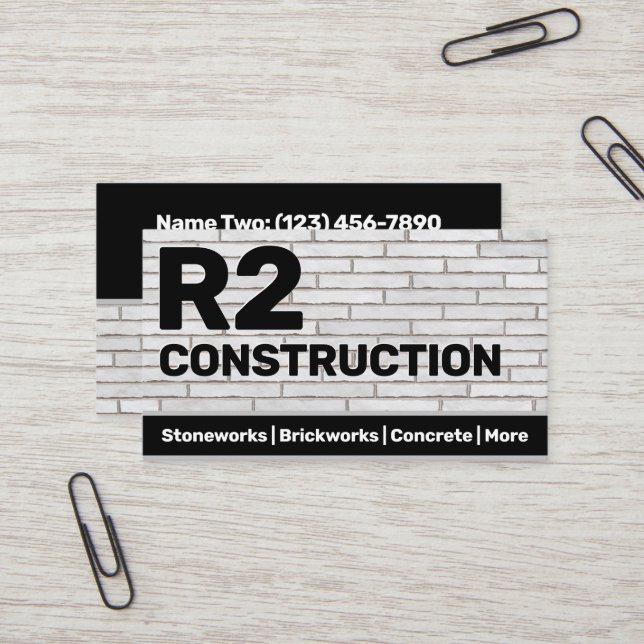 Carte De Visite Construction Stonemason Brick Works sur mesure (Devant/Arrière en situation)