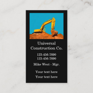 Carte De Visite Construction Terrassement Excavation