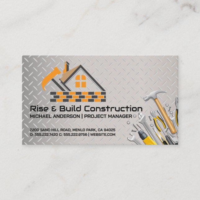 Carte De Visite Construction Tools | Masonry | General Contractor (Devant)