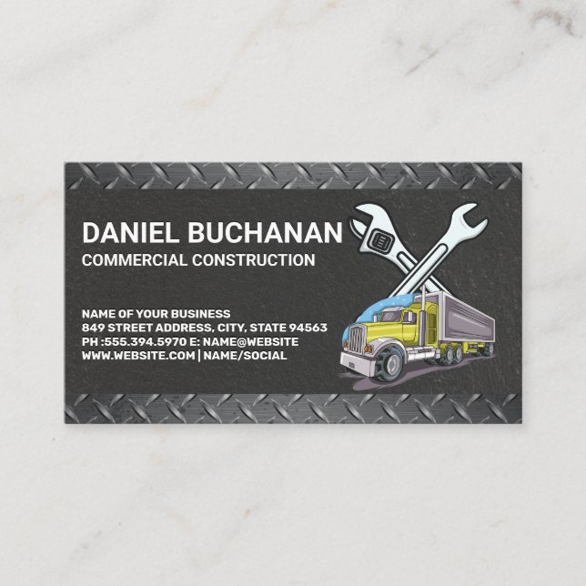 Carte De Visite Construction Tools | Work Truck (Devant)