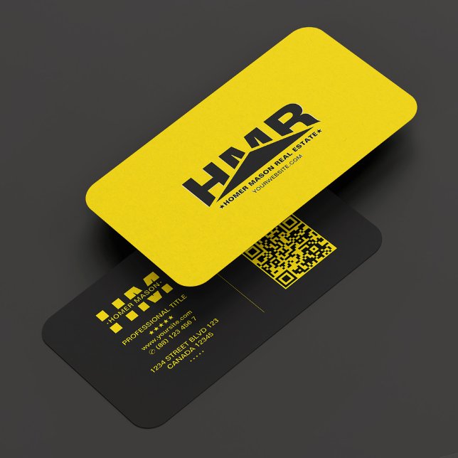 Carte De Visite Construction Triangle noir Jaune moderne (Contractor Monogram Triangle Black Yellow Modern Business Card
)