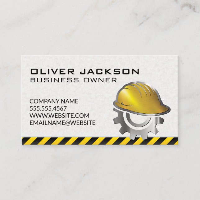 Carte De Visite Construction | Véhicule d'excavation | Logo du Cas (Devant)